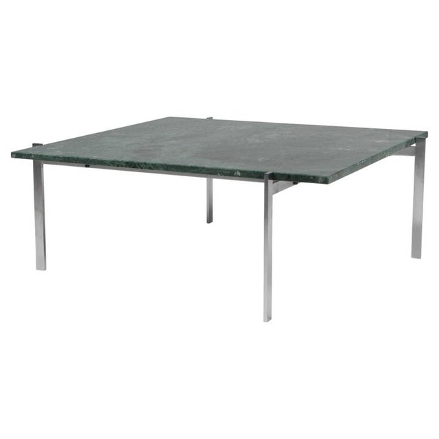 Coffee Table in Steel and Green Marble attributed to Poul Kjærholm for Fritz Hansen, 1970s For Sale - Image 9 of 9