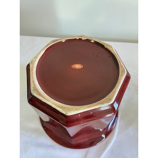 Vintage Artmark Portugal Red Ceramic Planter For Sale In Oklahoma City - Image 6 of 7