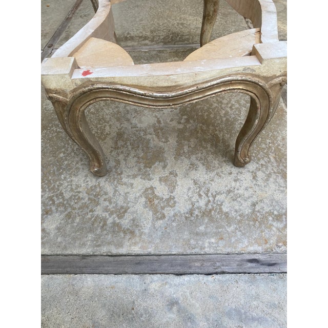1980s Rose Tarlow Louis XV Ottoman in Gilt Silver Leaf For Sale - Image 5 of 9