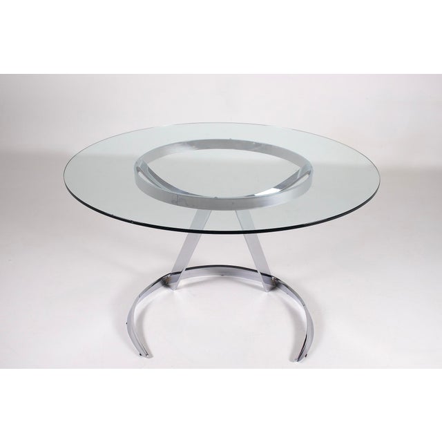 Metal Chrome Steel and Glass Table Scimitar Model by Boris Tabacoff for MMM, 1970s For Sale - Image 7 of 7