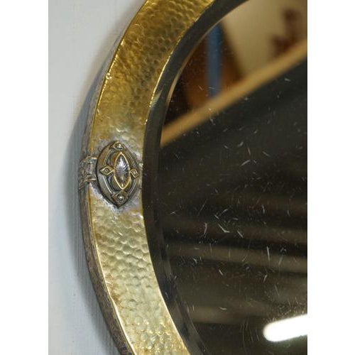 Arts & Crafts Hammered Brass Wall Mirror from Libertys of London, 1910 For Sale - Image 5 of 12