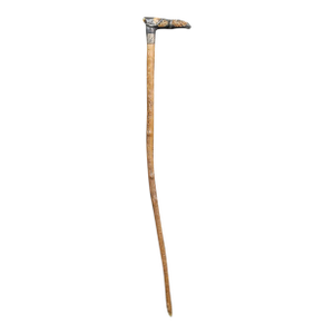 Antique English Country Walking Stick With Deer Antler and Silver Handle