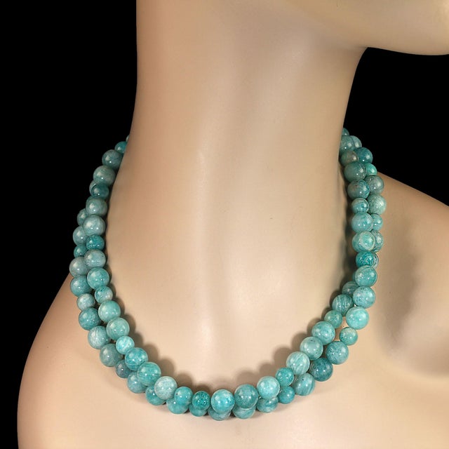 Traditional Ajd 18 Inch Two Strand Amazing Amazonite Necklace For Sale - Image 3 of 6