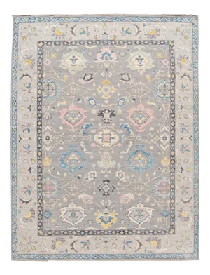 New Gray Modern Oushak Handmade Wool Rug
