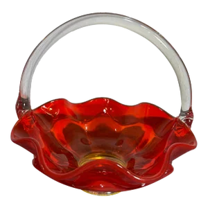 Mid 20th Century Glass Amberina Basket by Viking