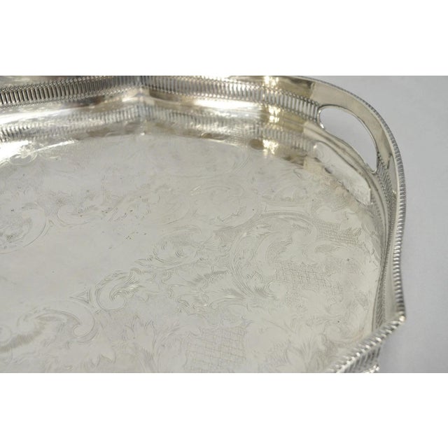 Vintage William Adams Sheffield England Edwardian Silver Plated Scalloped Tray For Sale - Image 10 of 16