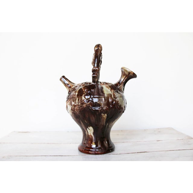 Rustic Antique Portuguese Palissy Ware Majolica Water Jug For Sale - Image 3 of 13