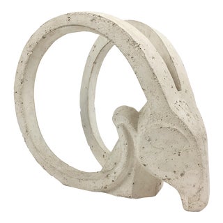 Vintage Faux Travertine Plaster Ibex Head For Sale