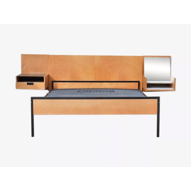 Birch and Metal Bed by Cees Braakman for Pastoe, 1950s For Sale - Image 12 of 14