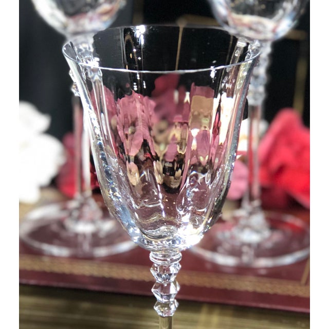 Vintage Mikasa Sonata Glasses Platinum Trim Water Goblets Set of 3