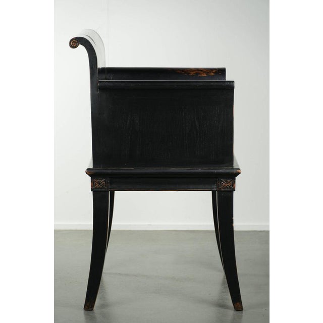 20th Century Asian Style Black Wooden Armchair For Sale - Image 3 of 15