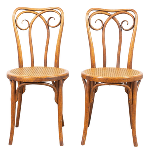 Pair of J & J Kohn Thonet Bentwood Cane Viennese Café Chairs