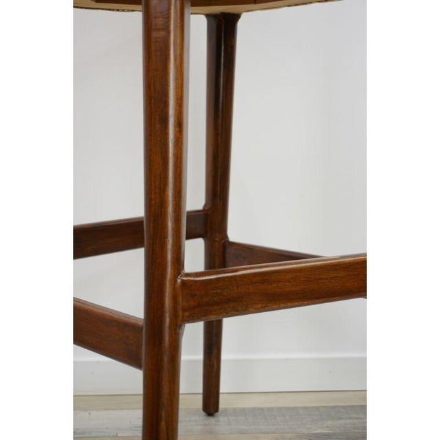 Mid-Century Modern Wood and Rattan Bar Stools, Set of 4 For Sale - Image 3 of 7