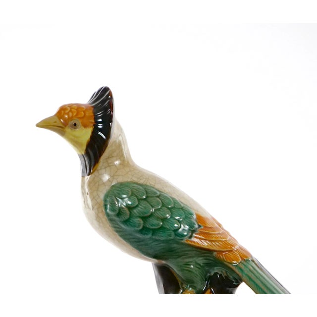 Large Pair English Glazed Porcelain / Terracotta Birds Statues For Sale In New York - Image 6 of 13