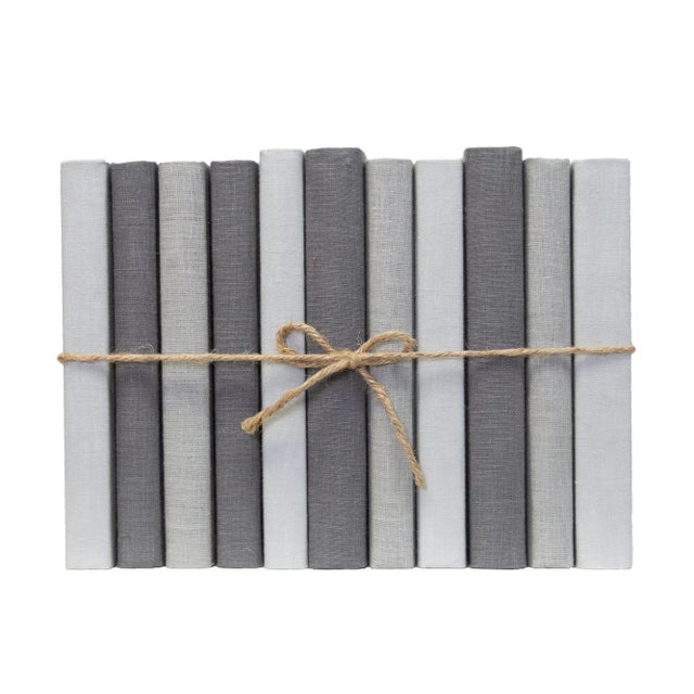 Not Yet Made - Made To Order Decorative Books - Granite Linen Wrapped Book Bundle - 1 Foot of Grey Books For Sale - Image 5 of 5