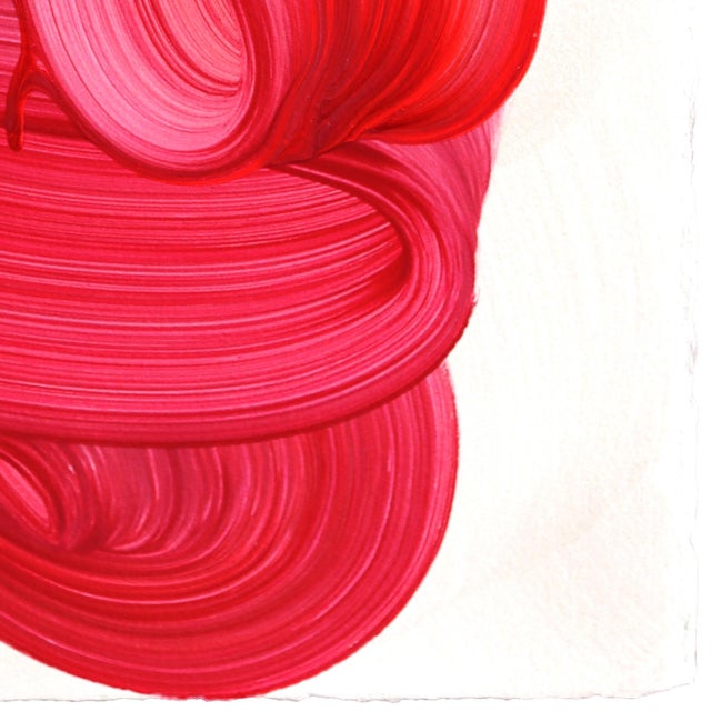 Contemporary Avp_1633 - Original Red Contemporary Abstract Acrylic Painting on Paper by Alex Voinea For Sale - Image 3 of 6