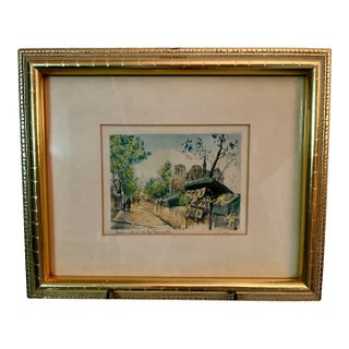 1950s Watercolor Painting of Paris's Quai De La Tournelle With Notre Dame. For Sale