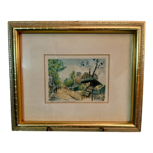 1950s Watercolor Painting of Paris's Quai De La Tournelle With Notre Dame.