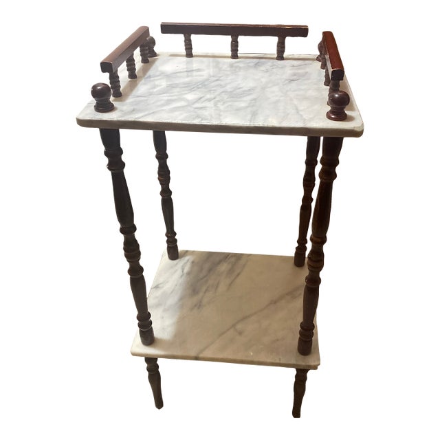 Early 20th Century Two Tiered Marble Side Table For Sale