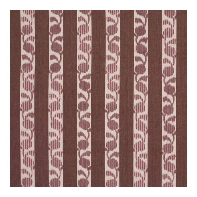 Schumacher Priya Warp Print Fabric in Bordeaux For Sale