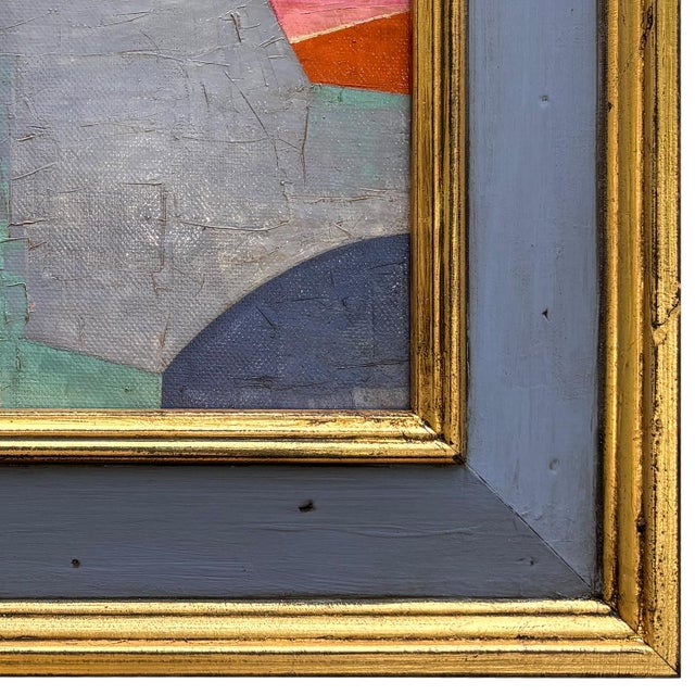 2020s Contemporary Abstract "Periwinkle Blue" Oil Painting in Vintage Painted Frame For Sale - Image 5 of 6