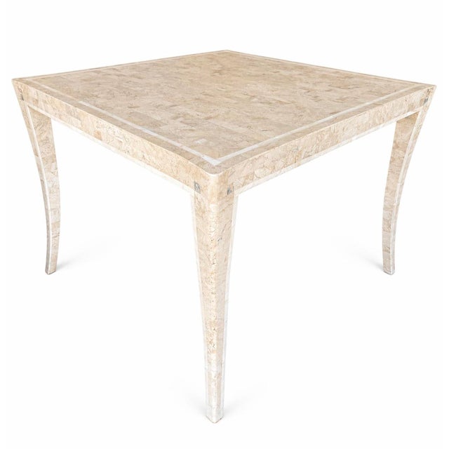 Art Deco Sculptural Tessellated Stone Game Table Brass Detail by Maitland Smith For Sale - Image 3 of 10