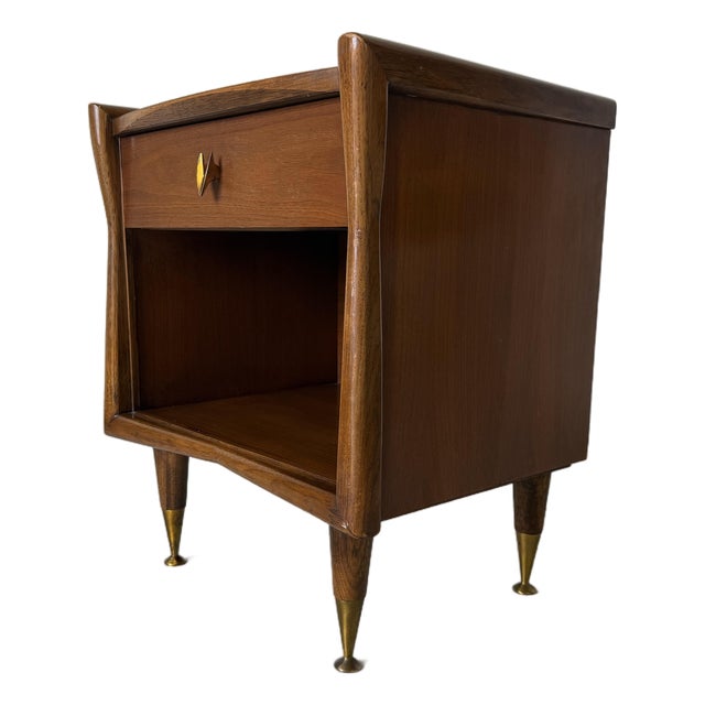 Mid-Century Modern Kent Coffey “The Sharon” Walnut Nightstand For Sale