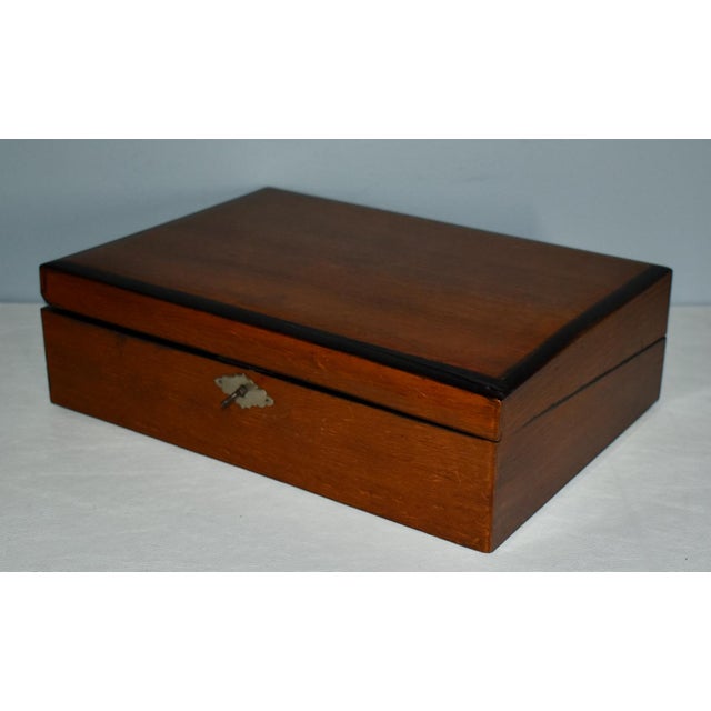 1950s Vintage Decorative Lined Wooden Box For Sale - Image 5 of 13
