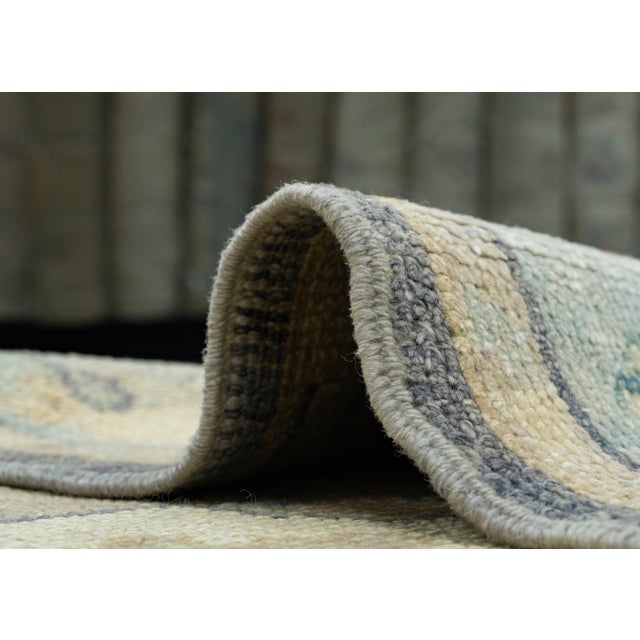 Sky Blue Turkish Oushak Runner Rug 2'10" x 10'10" #17136 For Sale - Image 8 of 8
