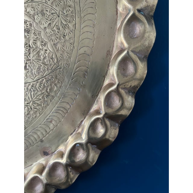 Brass Large 1900’s Brass Plate Wall Hanging/ Tray For Sale - Image 8 of 12