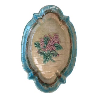Late 19th Century Majolica Trinket Dish With Lilacs For Sale
