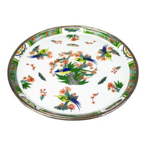 Mid 20th Century Edite A. Raynaud French Limoges Porcelain & Sterling Silver Tetard Platter