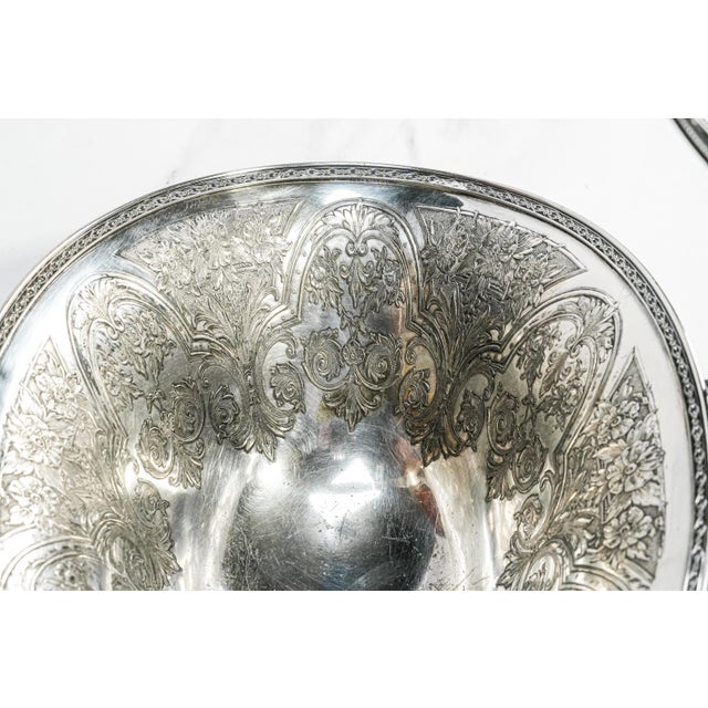Lovely Antique Wilcox Silverplate Fruit Basket Ornate Footed Centerpiece With Handle Traditional Home Decor For Sale - Image 9 of 17