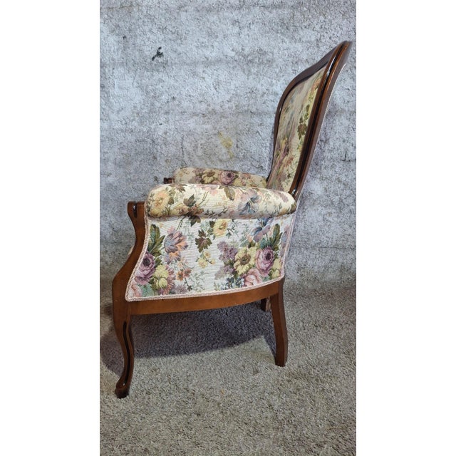 Louis XV Style Lounge Chair with Floral Jacquard Tapestry, 1890s For Sale - Image 9 of 10