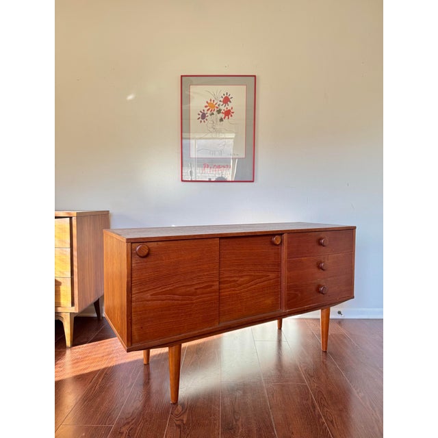 1960s Mid Century Modern Teak Sideboard With Round Pulls For Sale In Houston - Image 6 of 9