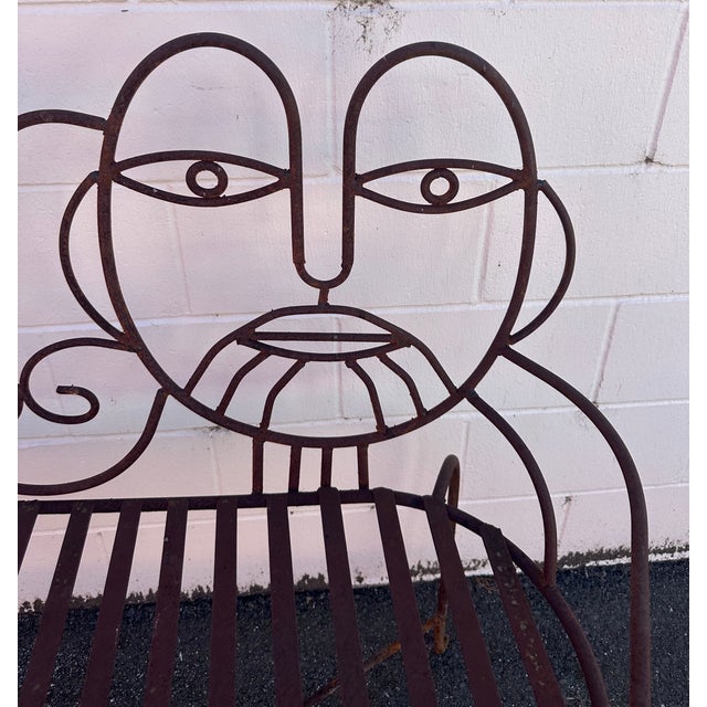 Abstract 1980s John Risley Style Inspired Man and Woman Pop Art Iron Bench For Sale - Image 3 of 18