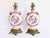 Stunning pair of antique disc-shaped lamps of glazed creamy white porcelain hand painted with bright pink raised cherry...
