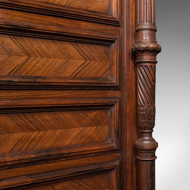 Antique Tallboy Correspondence Desk, French, Kingwood, Escritoire, Victorian For Sale - Image 9 of 12