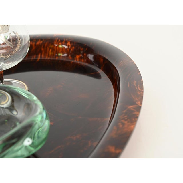 Mid-Century Oval Serving Tray in Tortoiseshell Acrylic Glass from Dior, Italy, 1970s For Sale - Image 11 of 13