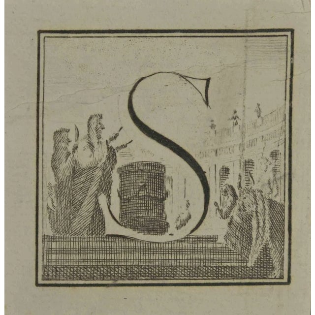 Luigi Vanvitelli, Letter S, Etching, 18th Century For Sale