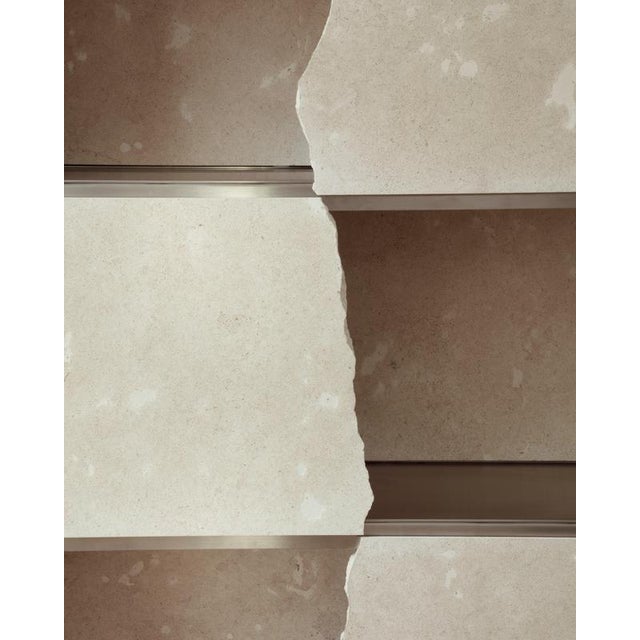 Aderiva Cabinet in Moleanos Limestone and Stainless Steel by Rosana Sousa For Sale - Image 6 of 8