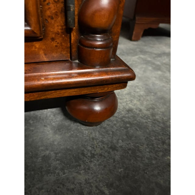 Wood Bookcase or Display Cabinet Burl Wood and Twist Columns, Mid 20th Century For Sale - Image 7 of 14
