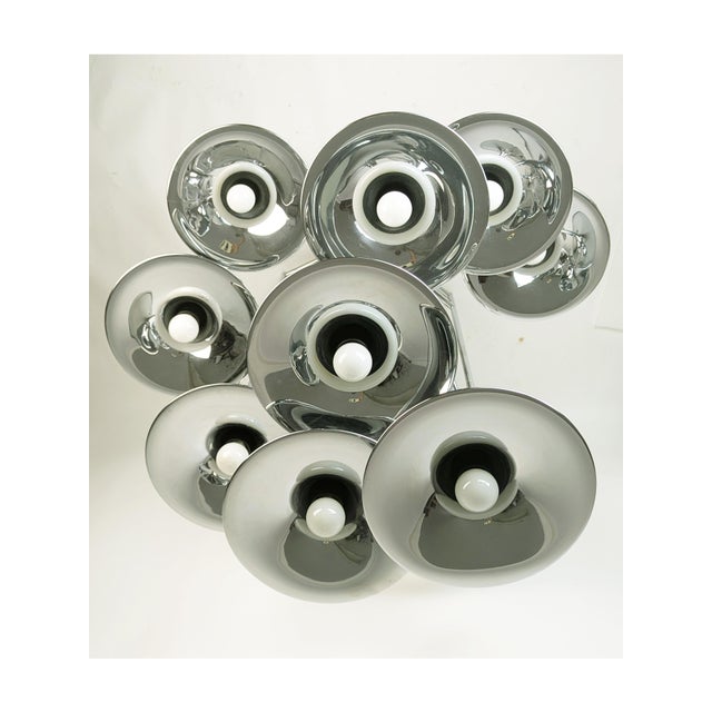 1970s Large Tromba 12-Light Chandelier in Chrome-Plated Metal by Goffredo Reggiani, 1970s For Sale - Image 5 of 15