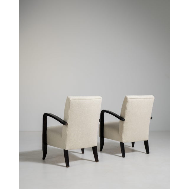 White Pair of Art Deco Upholstered Armchairs, Antique, France, Circa 1940 For Sale - Image 8 of 12