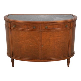 Vintage Marble Top Demilune Linen Cabinet For Sale