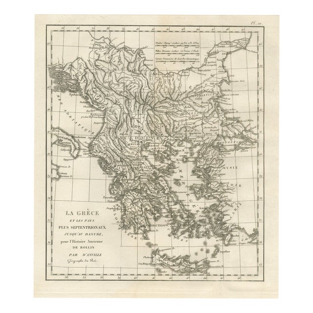 Ancient Greece and the Balkans to the Danube by Danville Rollin Atlas, 1818 For Sale