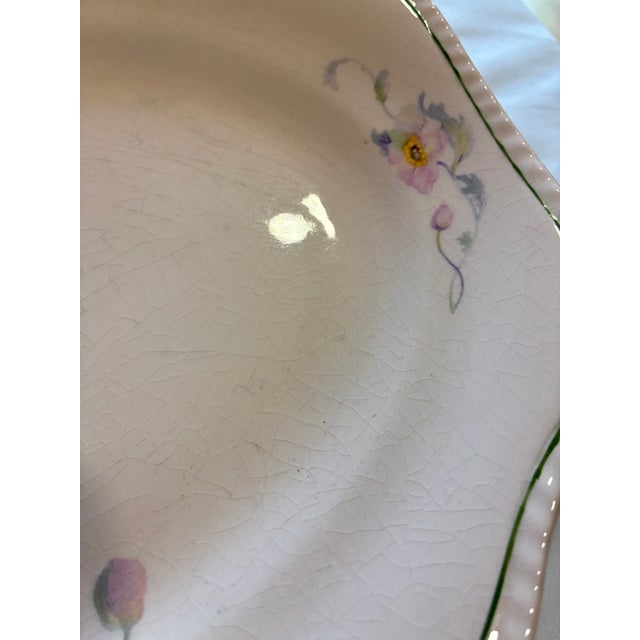 A beautiful vintage Steubenville Rose Dawn rectangular platter featuring soft pink roses and delicate floral detailing....