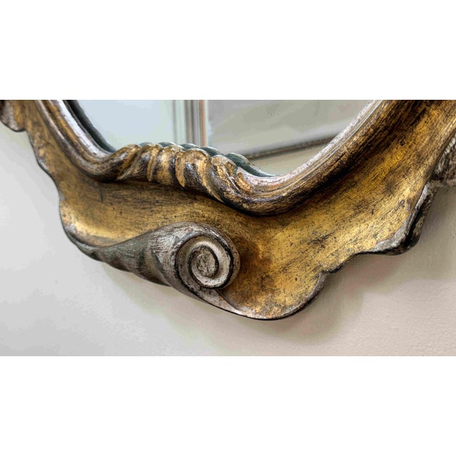 Gold Hollywood Regency Carved Giltwood Mirror Attr to Dorothy Draper For Sale - Image 8 of 9