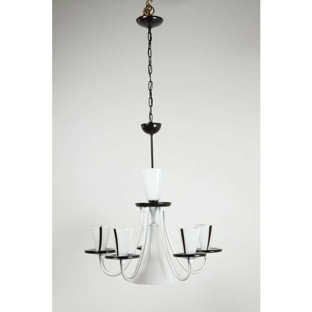 White & Black Murano 5 Arm Chandelier Fixture For Sale - Image 10 of 10