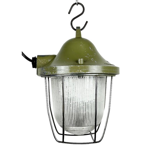 Green Industrial Bunker Light from Polam Gdansk, 1970s For Sale - Image 16 of 16